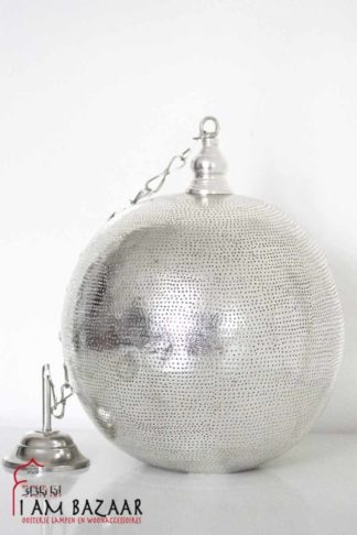Koper hanglamp zilver met gaatjes