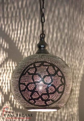 Egyptische hanglamp Arabesque zilver (M)