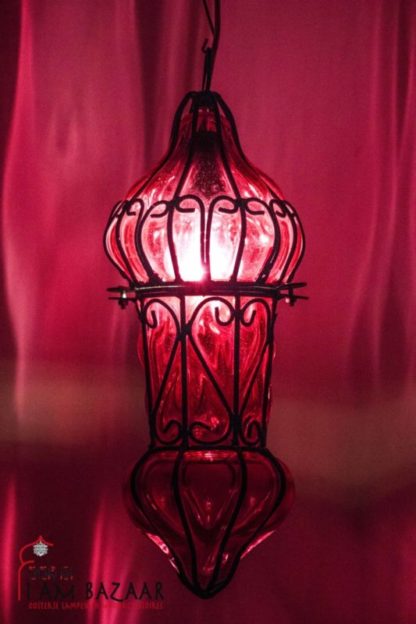 Hanglamp rood glas met metaal