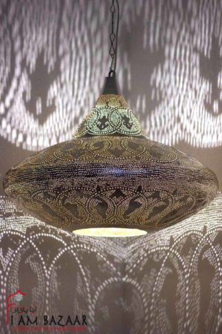 Egyptische lamp Zohra zilver met patronen (XXXL)